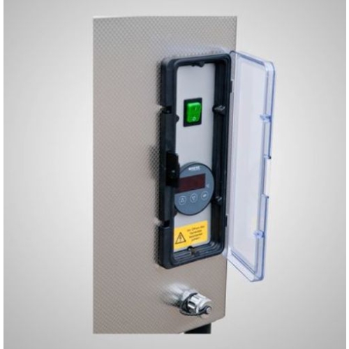 Panel sterowania z termostatem cyfrowym w podgrzewaczu WTB 10 do okładów żelowych.